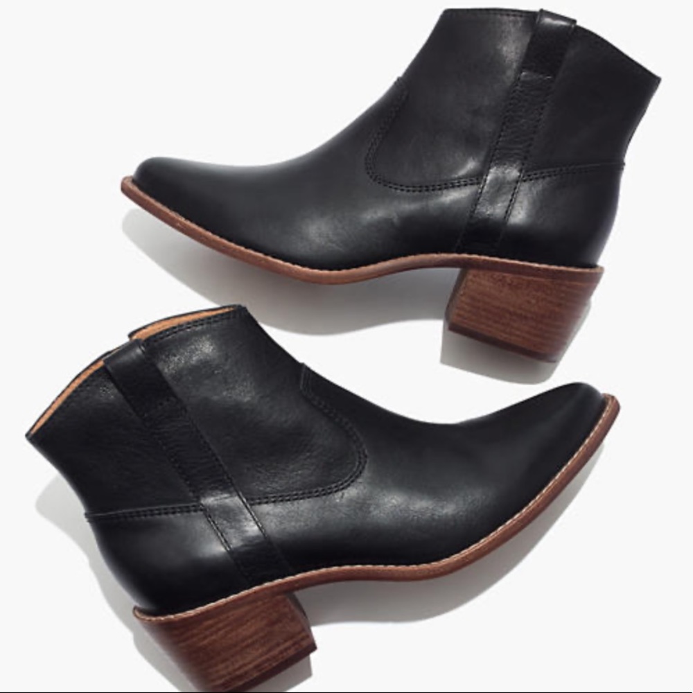 Madewell The Hailie Stacked Heel Leather Bootie